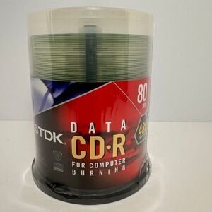 TDK Data CD-R Computer Burning Disks Pack of 100 Disks Sealed Unopened